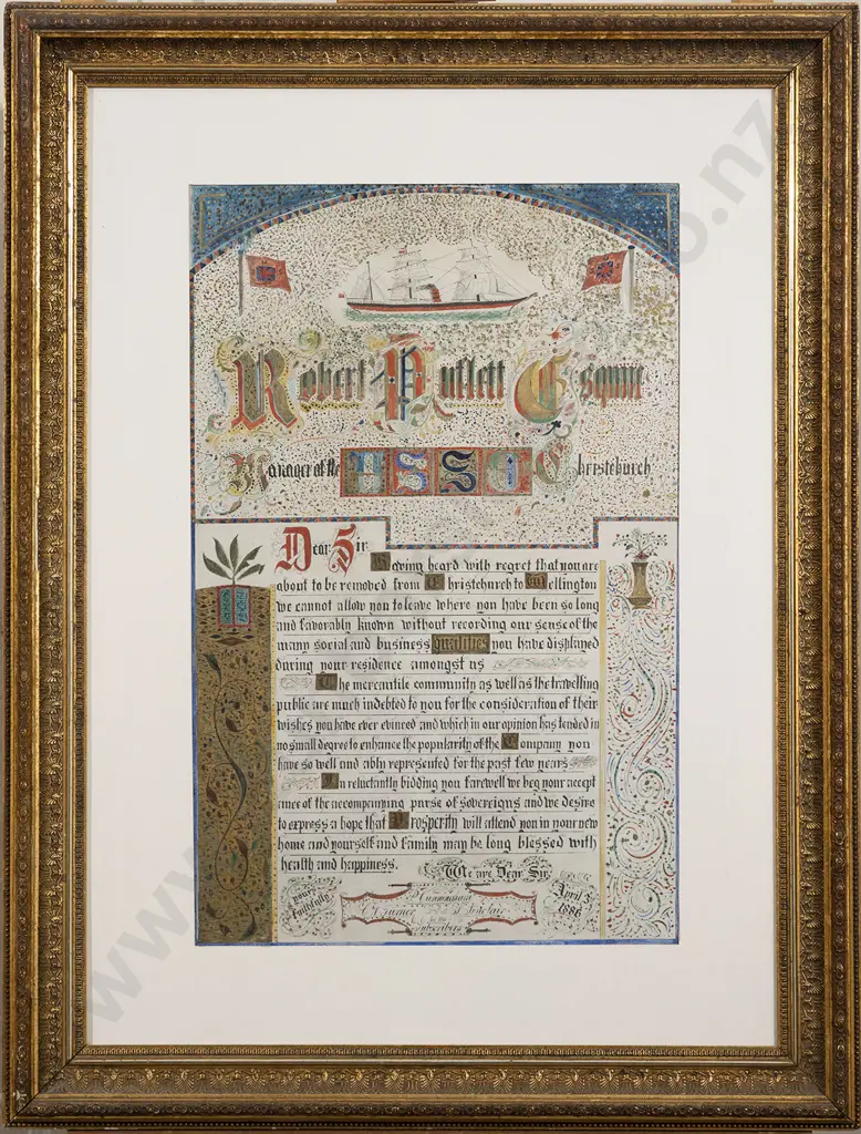 A Finely Hand Illuminated Union Steamship Co Presentation Panel Image 1++