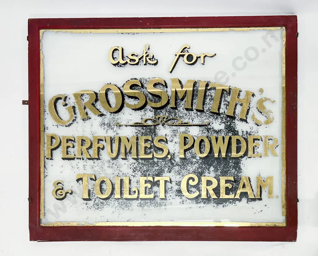 Late C19th Gilt Painted Advertising Window For Crossmith's Perfumes Powder & Toilet Cream Image 1++