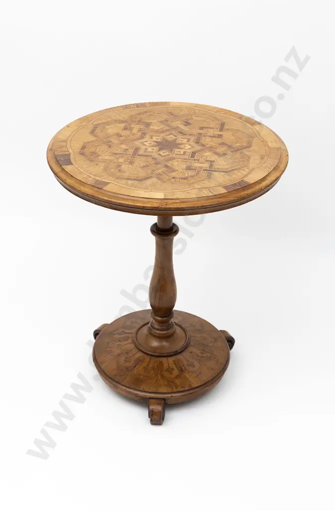 Rare Late C19th Anton Seuffert NZ Parquetry Circular Specimen Table Image 1++