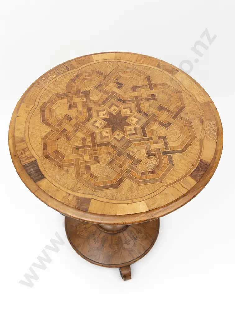 Rare Late C19th Anton Seuffert NZ Parquetry Circular Specimen Table Image 1++