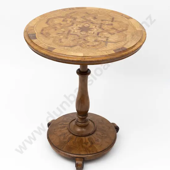 Rare Late C19th Anton Seuffert NZ Parquetry Circular Specimen Table