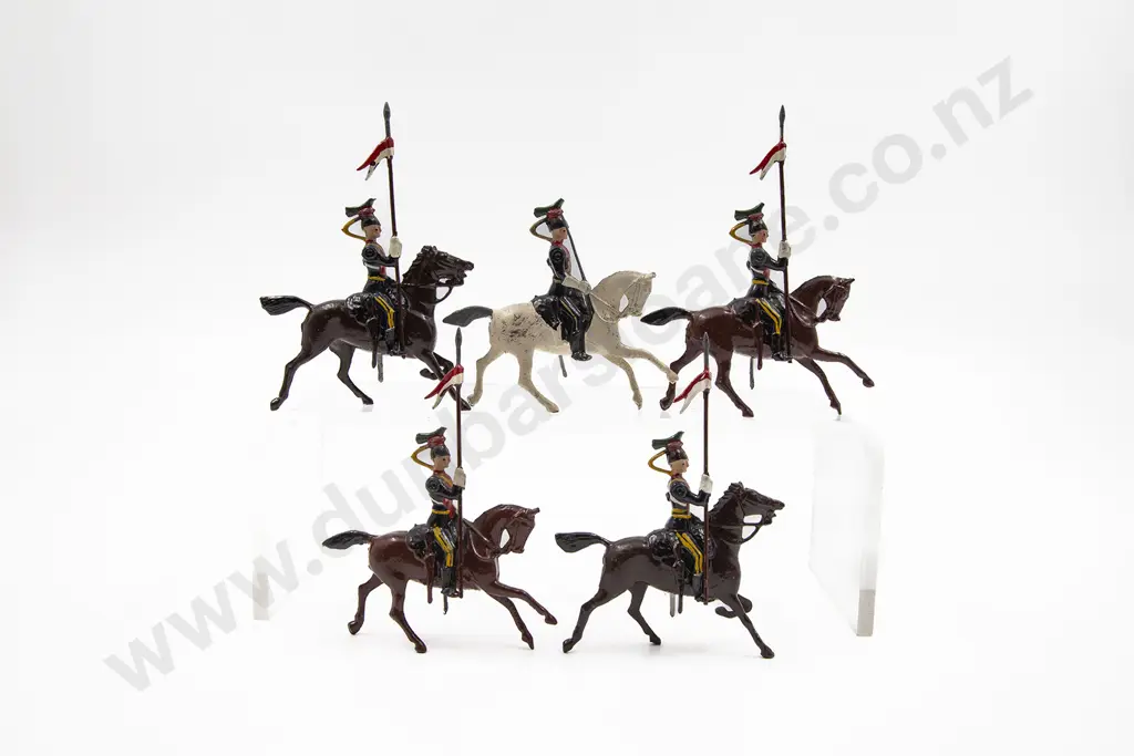 Britains Lancers with Officer on White Horse 5pces Image 1++