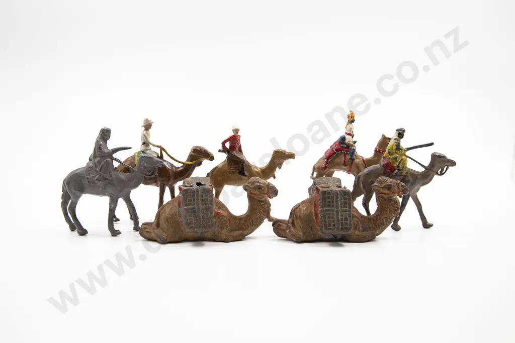 Mixed Manufacture Camel Riders and Two Camels 7pces Image 1++