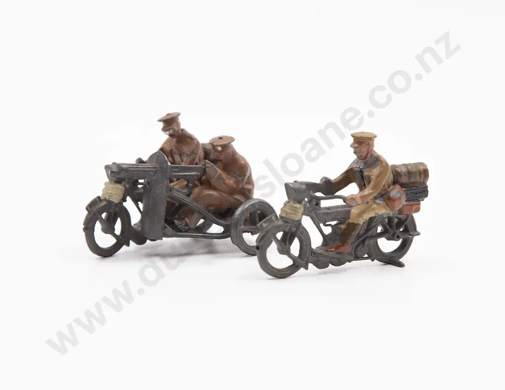 Britains Motorcycle and Sidecar Combination with Seated Machine Gunner and Motorcycle Image 1++