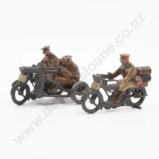 Britains Motorcycle and Sidecar Combination with Seated Machine Gunner and Motorcycle