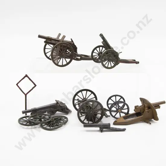 Assorted Field Guns and Parts with Limber