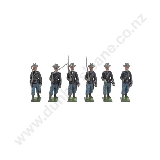Unknown Early Solid Cast American-Spanish War Soldiers 6pces