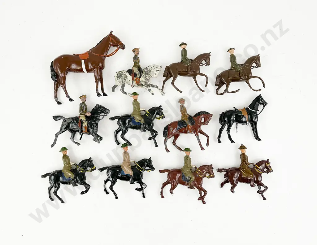 Britains Various Infantry Mounted Officers 9pces and Two Riderless Horses Image 1++