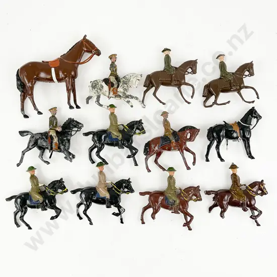 Britains Various Infantry Mounted Officers 9pces and Two Riderless Horses