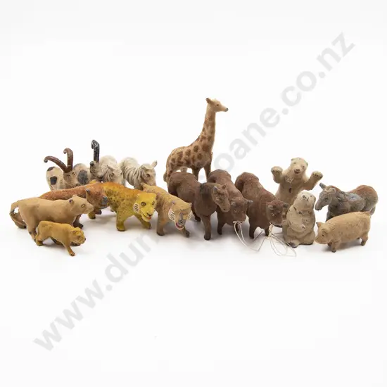 Fourteen Timpo Hollow Cast Lead Flocked Zoo & Farm Animals