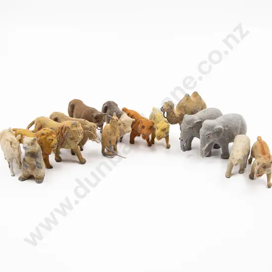 Fourteen Timpo Hollow Cast Lead Flocked Zoo & Farm Animals