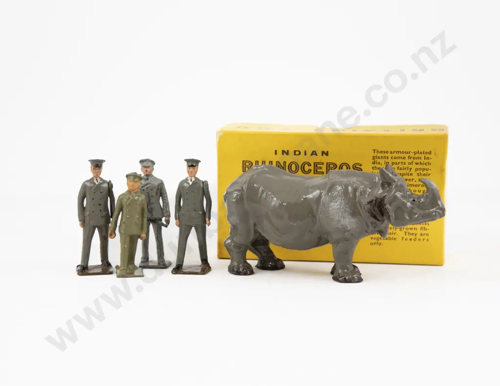 Boxed Britians Indian Rhinoceros No 908 and Four Zoo Keepers Image 1++