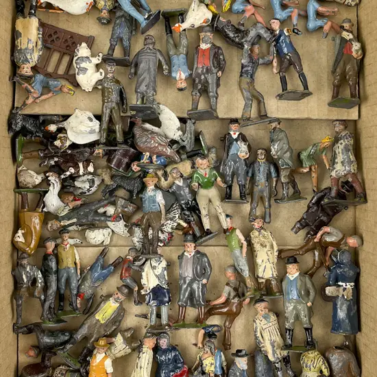 Qty Britains and Other Manufacture Broken Farm Yard and Zoo Animals