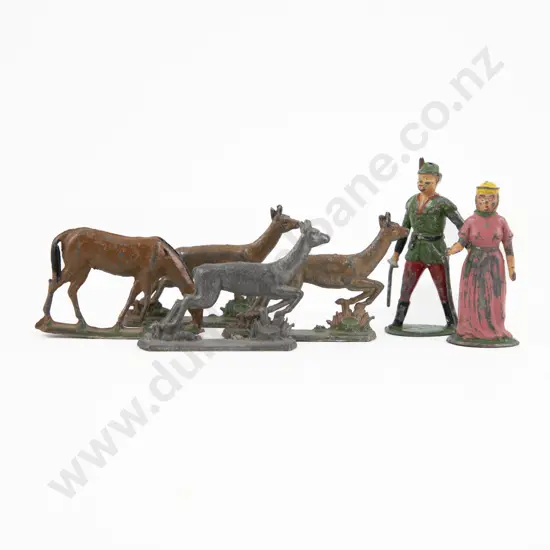 Possible Johillco Robin Hood and Maid Marion with two archers and four flatback deers