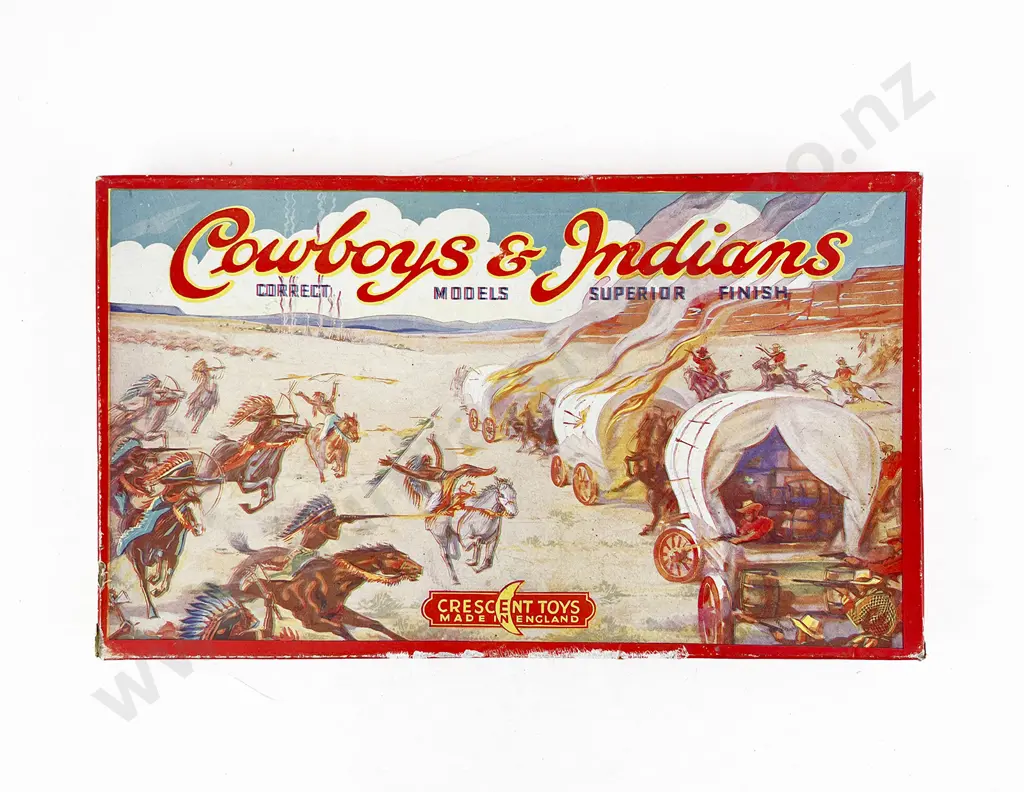 Boxed As New Crescent Toys Made in England Cowboys & Indians 9pces Image 1++