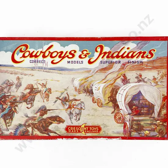 Boxed As New Crescent Toys Made in England Cowboys & Indians 9pces