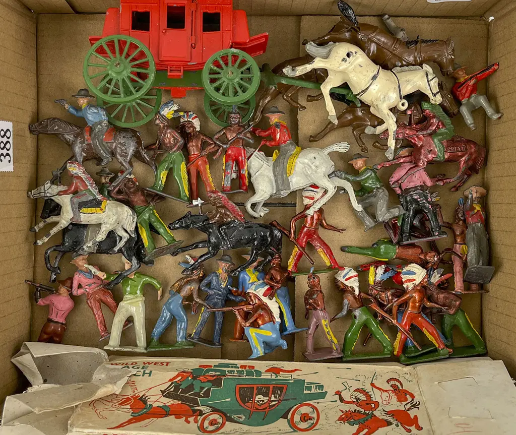 Mixed Manufacture Stage Coach with Cowboys and Indians Image 1++