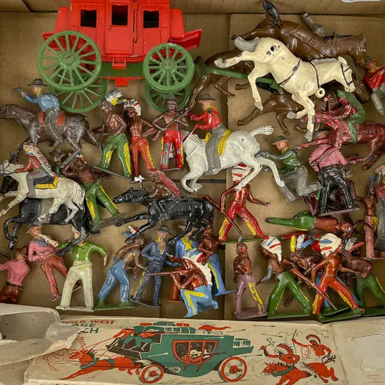 Mixed Manufacture Stage Coach with Cowboys and Indians