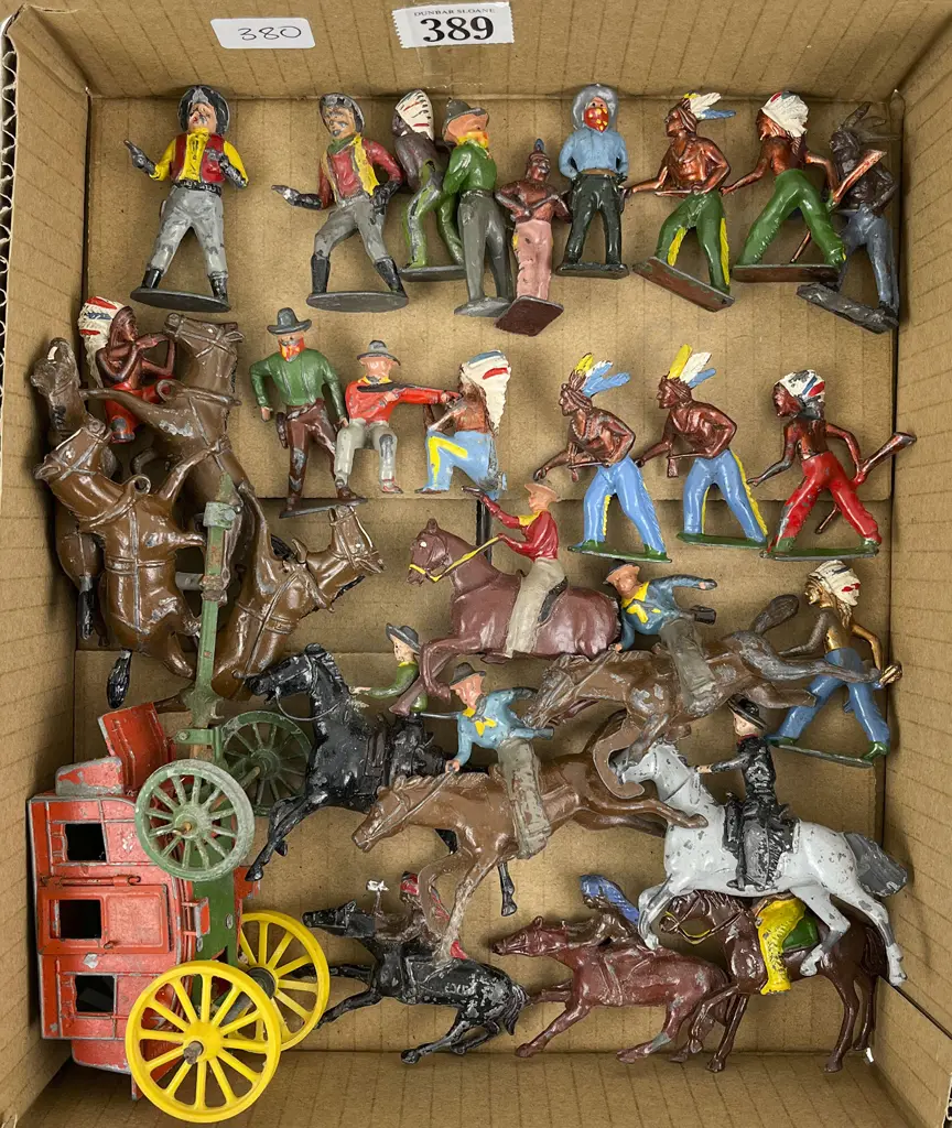 Mixed Manufacture Stage Coach with Cowboys Indians and Robbers Image 1++