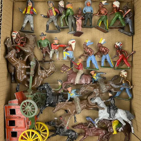 Mixed Manufacture Stage Coach with Cowboys Indians and Robbers