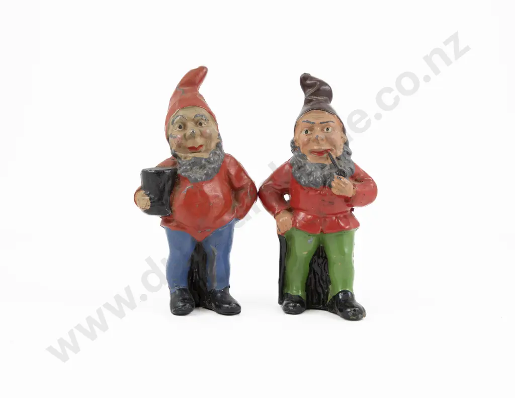 Two Vintage Hollow Cast Lead Character Gnomes Image 1++