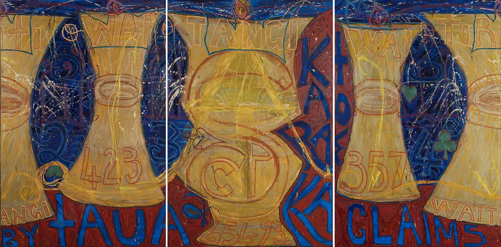 Emily Karaka -  Claims @ Te Kei o te Waka o Tainui (triptych) Image 1++