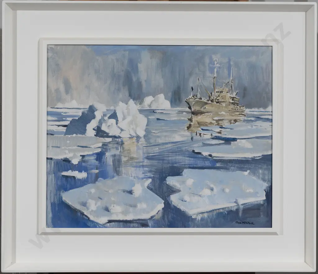 Peter McIntyre (1910 - 95) - HMNZS Endeavour in the Pack Ice Antarctica Image 1++