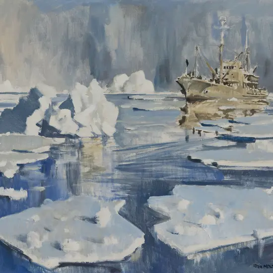 Peter McIntyre (1910 - 95) - HMNZS Endeavour in the Pack Ice Antarctica