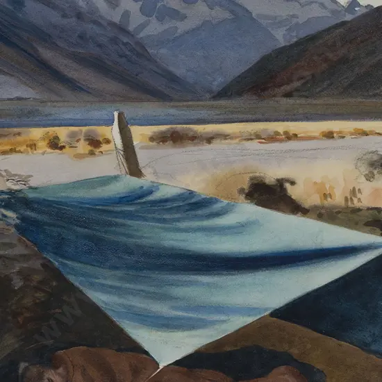 A Austin Deans (1915 - 2011) - Bivouac Camping on the Rangitata