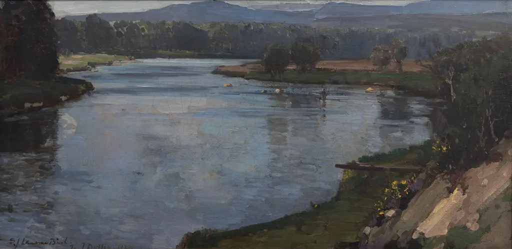 Lamorna Birch (1869 - 1955) -  Trout Fishing on the Dart Image 1++