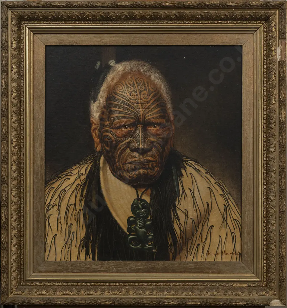 Philip Holmes (b 1953) - Portrait of Taraia Ngakuti Te Tumuhuia Image 1++