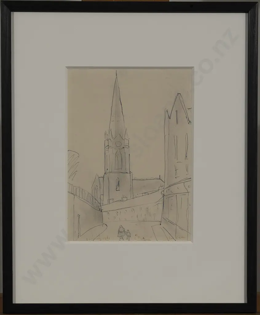 L S Lowry (British 1887 - 1976) - Church Street and Figures Image 1++