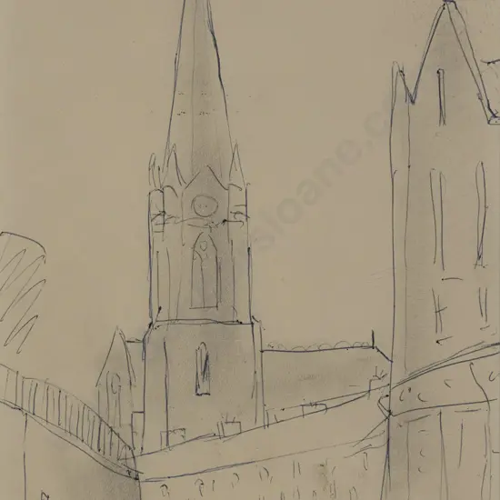 L S Lowry (British 1887 - 1976) - Church Street and Figures