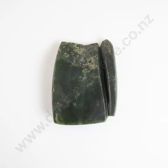 Partially Formed Toki Pounamu And Whao (Chisel) Bisected By A Lapidary Scarf