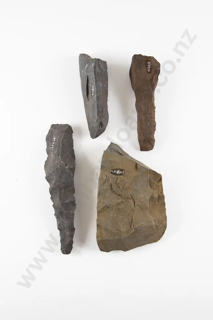 Two Awls And Two Worked Stone From The Pitcairn Islands (Basalt) Image 1++