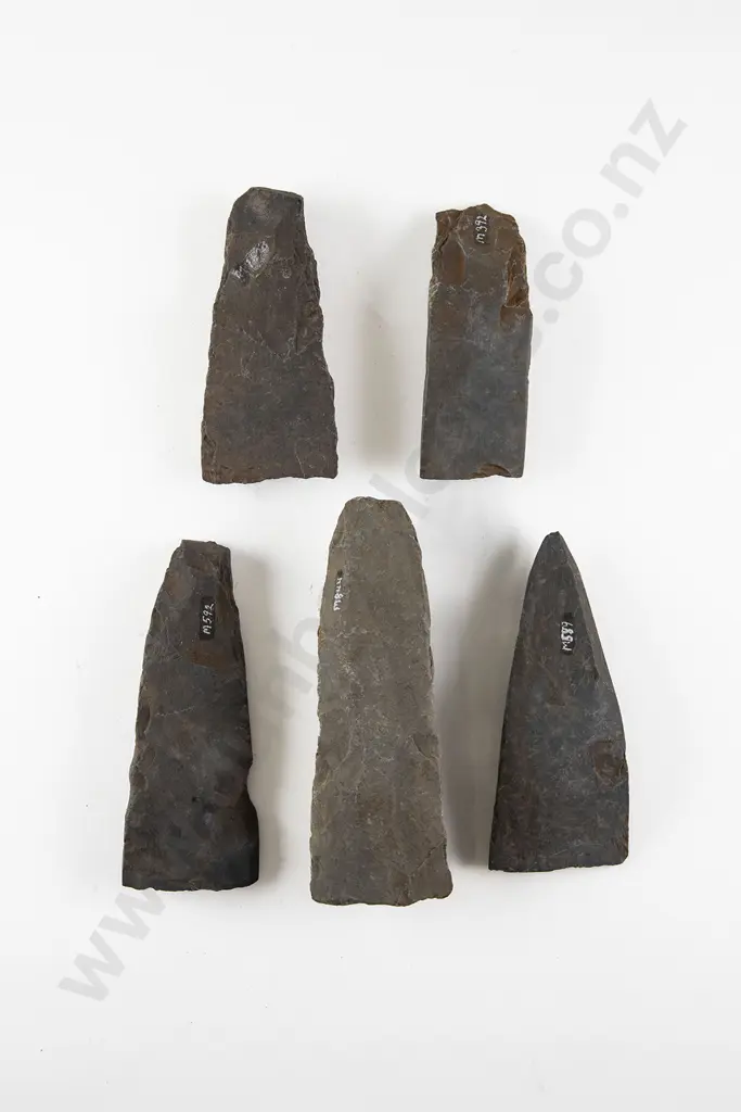 Five Small Adze Roughouts From The Pitcairn Islands (Basalt) Image 1++