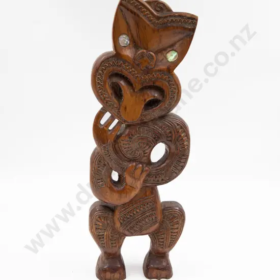 Carved Pou Whakairo Figure