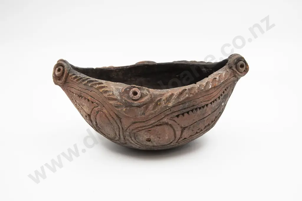 A Raku Fired Elliptical Food Bowl From Papua New Guinea Image 1++