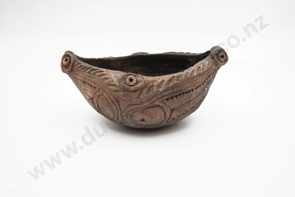 A Raku Fired Elliptical Food Bowl From Papua New Guinea Image 1++