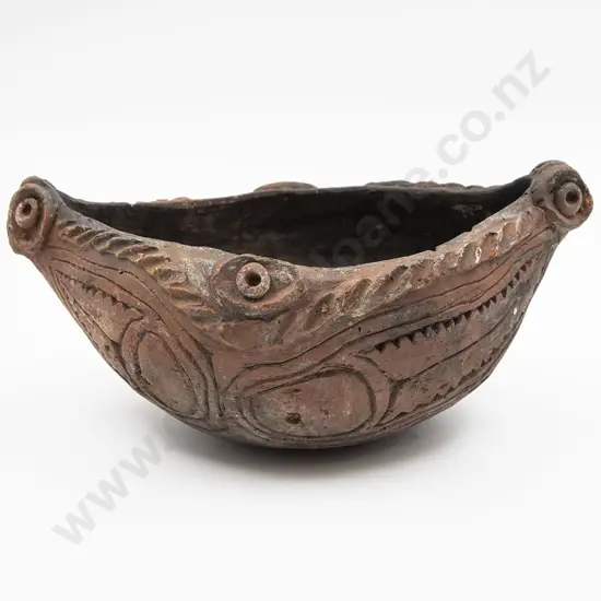 A Raku Fired Elliptical Food Bowl From Papua New Guinea