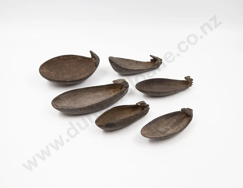 Six Papua New Guinea Coconut Shell Spoons Image 1++