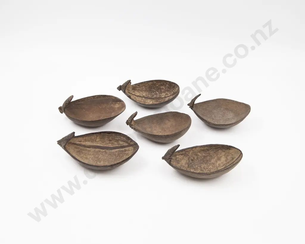 Six Papua New Guinea Coconut Shell Spoons Image 1++