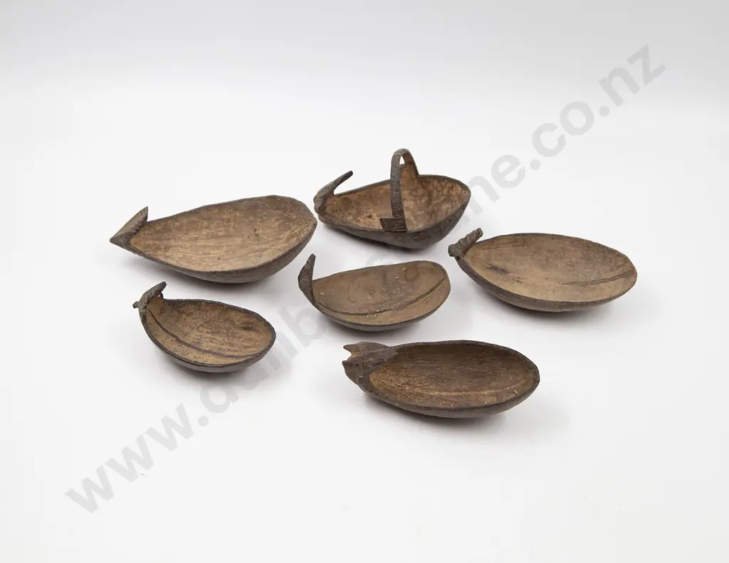 Six Papua New Guinea Coconut Shell Spoons Image 1++