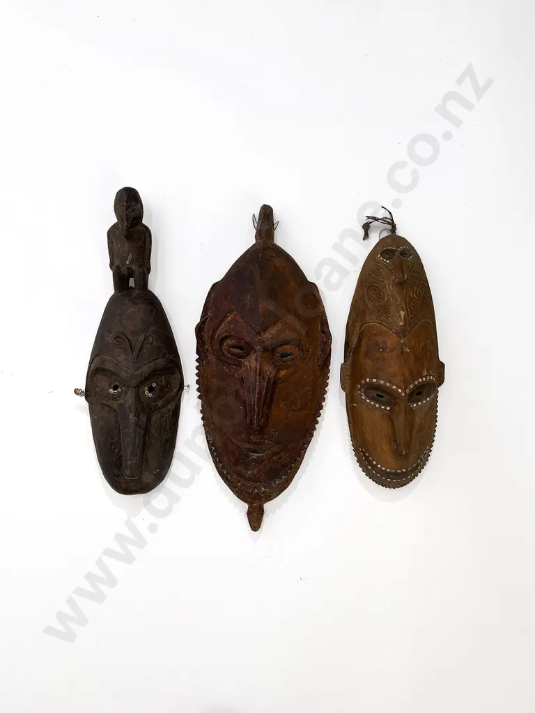 Three Papua New Guinea Spirit Head Masks Image 1++