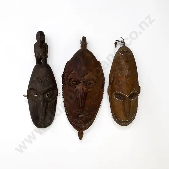 Three Papua New Guinea Spirit Head Masks