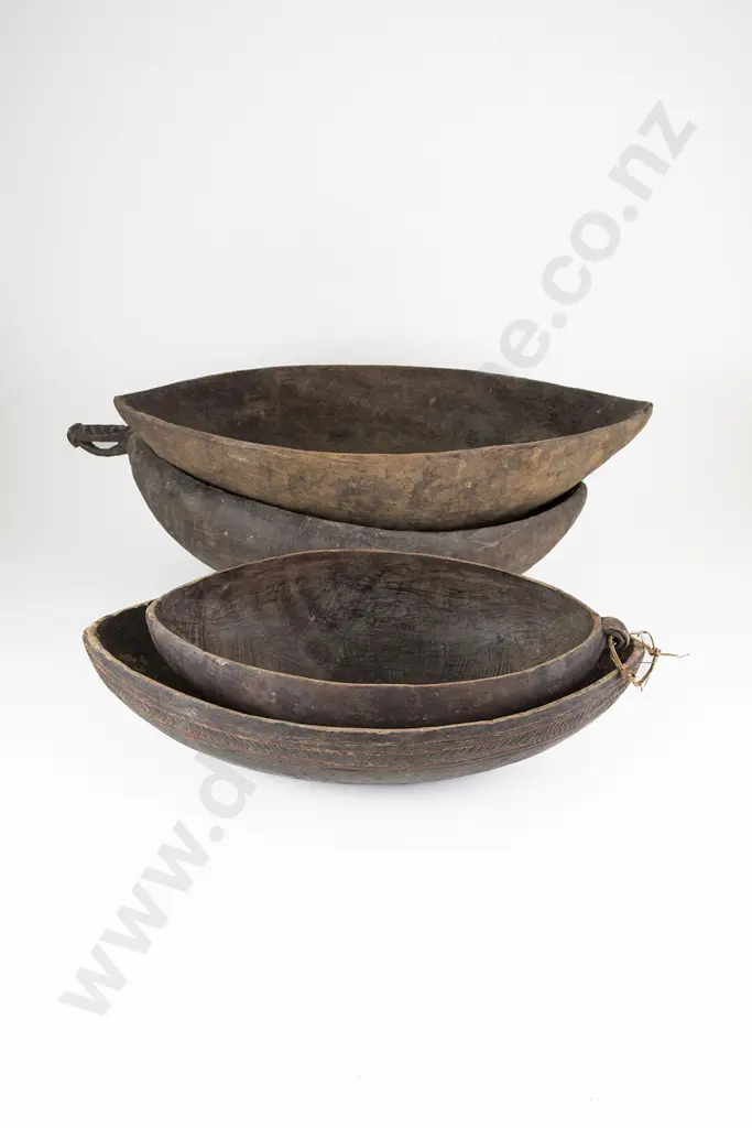 Four Papua New Guinea Ramu River Elliptical Feast Bowls Image 1++