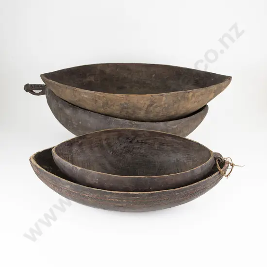 Four Papua New Guinea Ramu River Elliptical Feast Bowls