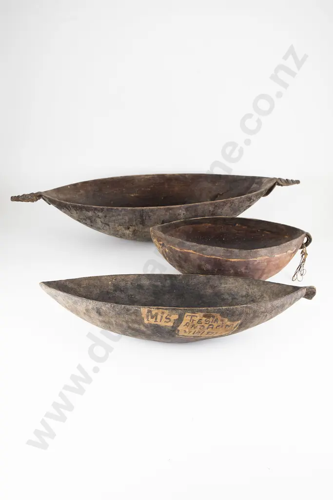 Three Papua New Guinea Ramu River Elliptical Feast Bowls Image 1++