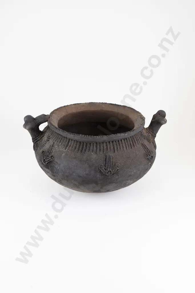 Two Papa New Guinea Raku Fired Cooking Pots Image 1++