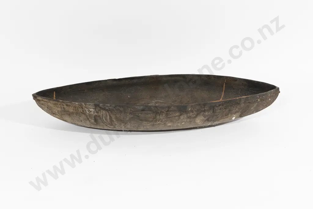 A Large Elliptical Blackened Wood Feast Bowl Image 1++